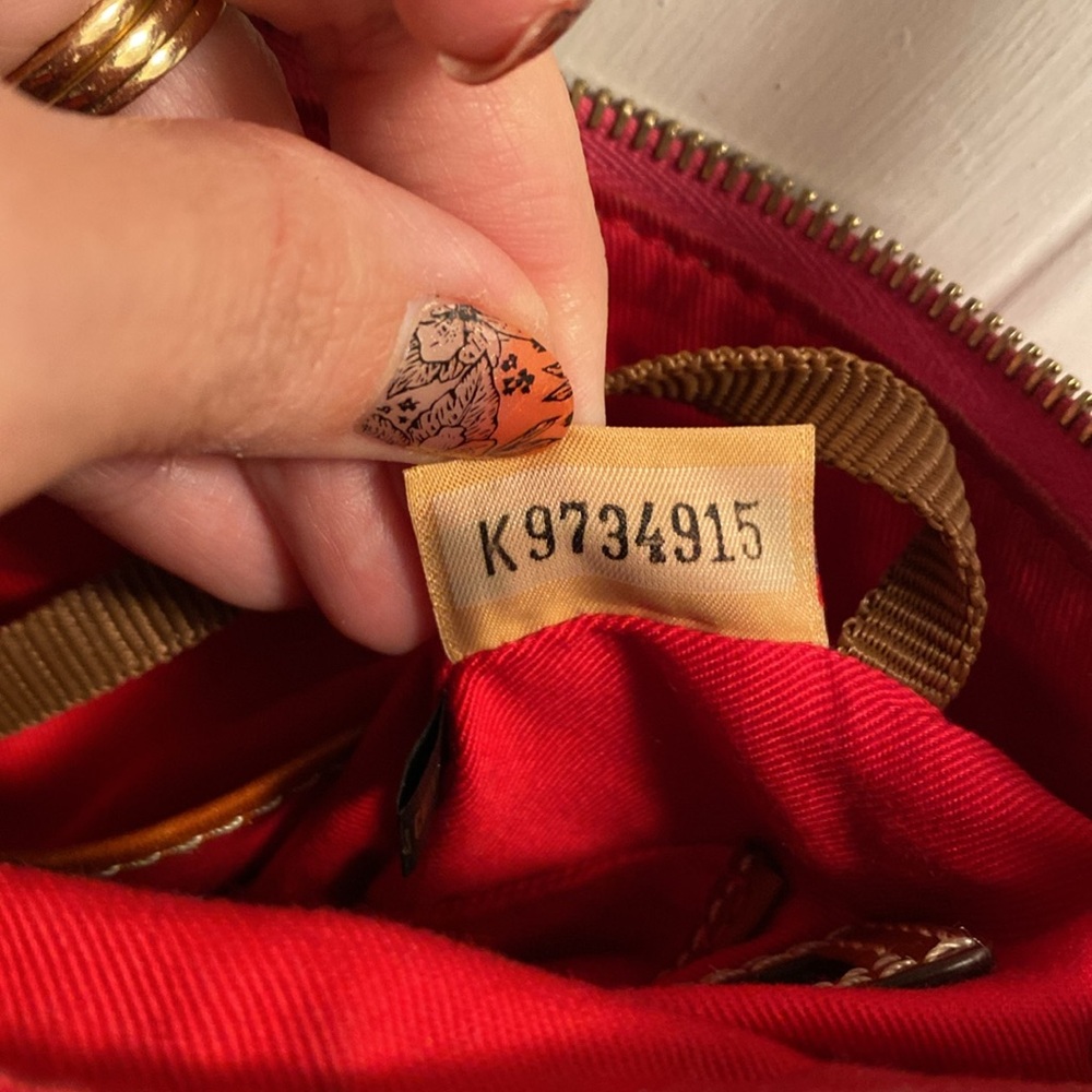 Dooney & Bourke pink and brown leather shoulder bag. - Picture 11 of 13